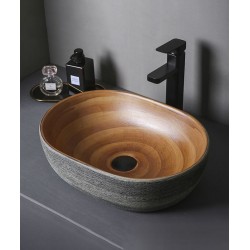 Art washbasin, oval washbasin, single bathroom sink, creative retro ceramic washbasin