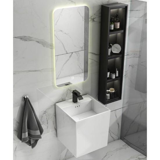 Wall-mounted ceramic sink (faucet, hanging basin, smart mirror) single basin for small apartment, suspended washbasin basin, wall-mounted washbasin