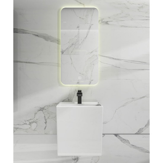 Wall-mounted ceramic sink (faucet, hanging basin, smart mirror) single basin for small apartment, suspended washbasin basin, wall-mounted washbasin