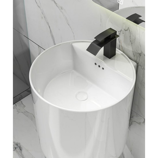 Wall-mounted ceramic sink (faucet, hanging basin, smart mirror) single basin for small apartment, suspended washbasin basin, wall-mounted washbasin