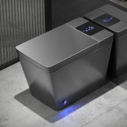 Square one-piece automatic smart toilet with built-in water tank and foam splash screen ray, household electric splash-proof foam shield instant toilet
