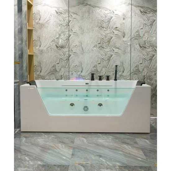 Japanese style acrylic smart bathtub, slim edge with glass, luxury bathtub with constant temperature
