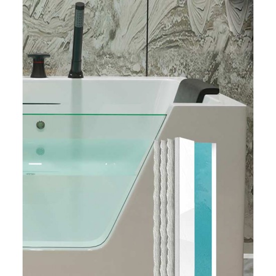 Japanese style acrylic smart bathtub, slim edge with glass, luxury bathtub with constant temperature