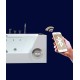 Japanese style acrylic smart bathtub, slim edge with glass, luxury bathtub with constant temperature