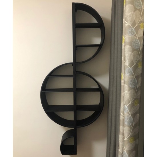 Creative European style music notes shaped metal wrought iron wall bookshelf, piano room music notes decorative art storage bookshelf