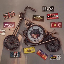 Creative decorative wall clock for shop, transparent motorcycle shaped wall clock