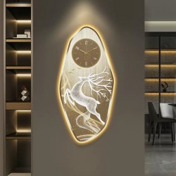 Light luxury living room clock, home silent wall clock, hanging wall entry porch wall watch, gold led luminous clock