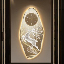 Light luxury living room clock, home silent wall clock, hanging wall entry porch wall watch, gold led luminous clock