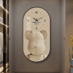 Creative art decor with a clock for the hallway, entrance porch painting living room, home wall clock designed cartoon bear