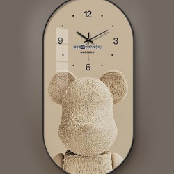 Creative art decor with a clock for the hallway, entrance porch painting living room, home wall clock designed cartoon bear