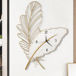 Creative light luxury wrought iron and resin material feature wall clock, free of punching clock