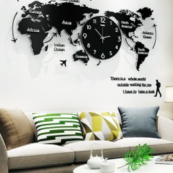 Creative 3D world map wall clock Original world map clock for office and foyer