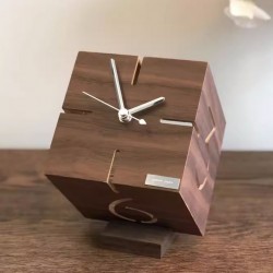 Japan import handmade wooden cube table clock modern, creative three-dimensional clock