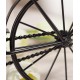 A desktop clock ornament in the shape of a bicycle with a delicate design