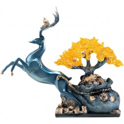 Crystal fortune tree and deer ornament for living room, wine cabinet or TV stand