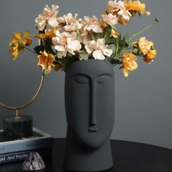 Nordic creative face ceramic vase ornament, living room flower vase, simple art home decoration