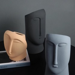 Nordic creative face ceramic vase ornament, living room flower vase, simple art home decoration