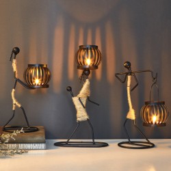 Retro creative western dining table art wrought iron candlestick, handicrafts, Scandinavian decorative ornaments