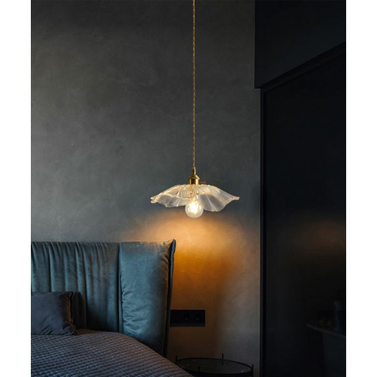 Nordic minimalist stained glass hanging line bedside lamp, post-modern creative bedroom restaurant lamp, small chandelier
