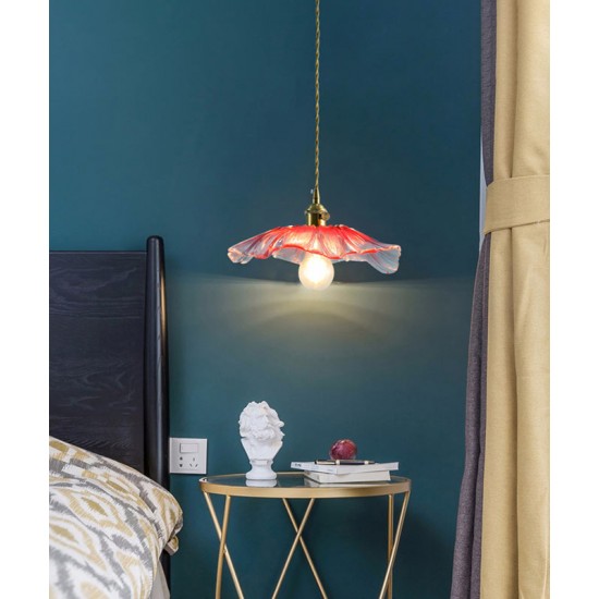 Nordic minimalist stained glass hanging line bedside lamp, post-modern creative bedroom restaurant lamp, small chandelier