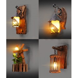 American retro industrial style wooden artwork, solid wood decorative lamp