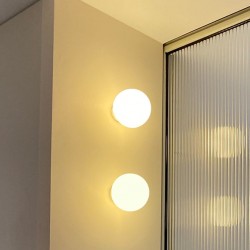 Minimalist glass spherical ball bedside lamp, red and white contemporary lighting fixture