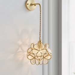 Handmade lamp made entirely of copper glass, petal copper wall lamp, decorative wall lamp for bedroom and corridor