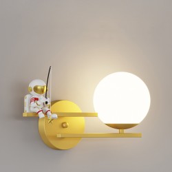 Creative astronaut  wall lamp Various forms of landing an astronaut on the moon Starry sky Strong and durable wrought iron wall lamp