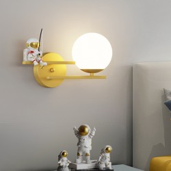 Creative astronaut  wall lamp Various forms of landing an astronaut on the moon Starry sky Strong and durable wrought iron wall lamp