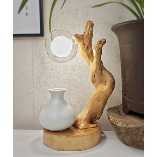 Exquisite handmade solid wood table lamp for bedroom and desktop, handmade solid wood small table, natural style decor, high-value creative holiday gift