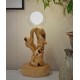 Exquisite handmade solid wood table lamp for bedroom and desktop, handmade solid wood small table, natural style decor, high-value creative holiday gift