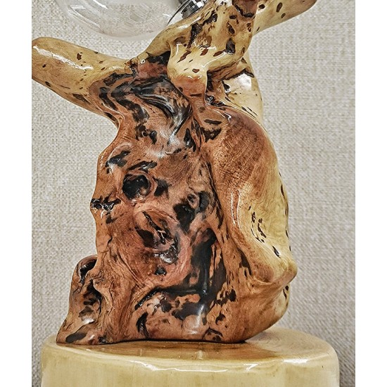 Exquisite handmade solid wood table lamp for bedroom and desktop, handmade solid wood small table, natural style decor, high-value creative holiday gift