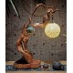 High level decoration handmade wood carved table lamp for bedrooms and living rooms, carving decoration decoration bedroom bedside lamp, natural style table lamp