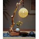High level decoration handmade wood carved table lamp for bedrooms and living rooms, carving decoration decoration bedroom bedside lamp, natural style table lamp