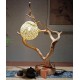 High level decoration handmade wood carved table lamp for bedrooms and living rooms, carving decoration decoration bedroom bedside lamp, natural style table lamp