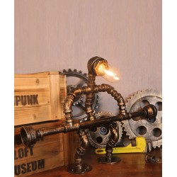 Creative loft style decoration table lamp plumbing robot original gift