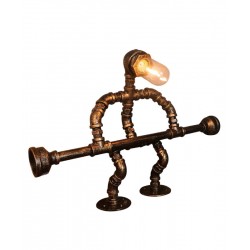 Creative loft style decoration table lamp plumbing robot original gift