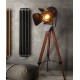 American style retro solid wood floor lamp, Living room floor lamp with LED remote control