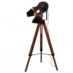 American style retro solid wood floor lamp, Living room floor lamp with LED remote control
