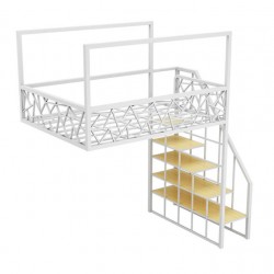 Modern minimalist multi-functional high bed, iron frame bed for children, space-saving wrought iron loft bed, dormitory bed