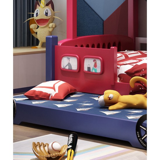 All solid wood bunk bed, two-story children's bed, upper and lower bunk wooden bed, high and low childrens bus bed