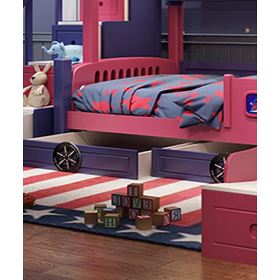 All solid wood bunk bed, two-story children's bed, upper and lower bunk wooden bed, high and low childrens bus bed