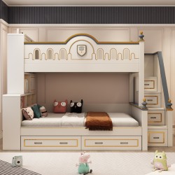Luxury modern multifunctional American aristocratic children bunk bed with light slide bed high and low bed