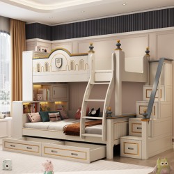 Luxury modern multifunctional American aristocratic children bunk bed with light slide bed high and low bed