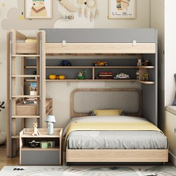 Modern multifunctional simple wood bunk material bed for childrens room