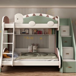 Childrens creative bunk leather solid wood bed bed with wardrobes and stairs 