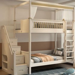 Childrens bunk bed with high railings multifunctional luxury double bed with additional wardrobes