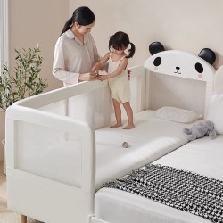 Panda brand breathable children's bed, single bed base for boys and girls, expandable bed with side protection bed