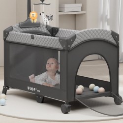 Foldable portable multi-function toddler bed and crib, baby bed newborn splicing big bed, foldable game bed
