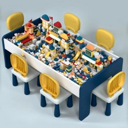 Children's building block table, multifunctional solid wood baby play table, assembled toy table